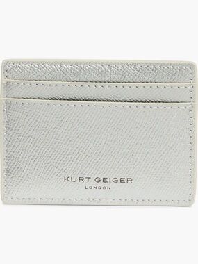 Kurt Geiger Metallic Silver Leather Card Case
